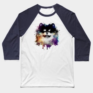 Adorable Pomeranian Puppy Floof Stencil Art Piece Baseball T-Shirt